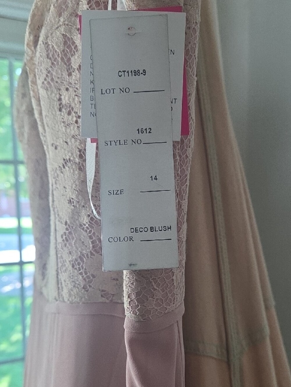 Bari Jay Blush Pink Lace Bodice A-Line Gown - Picture 4 of 6
